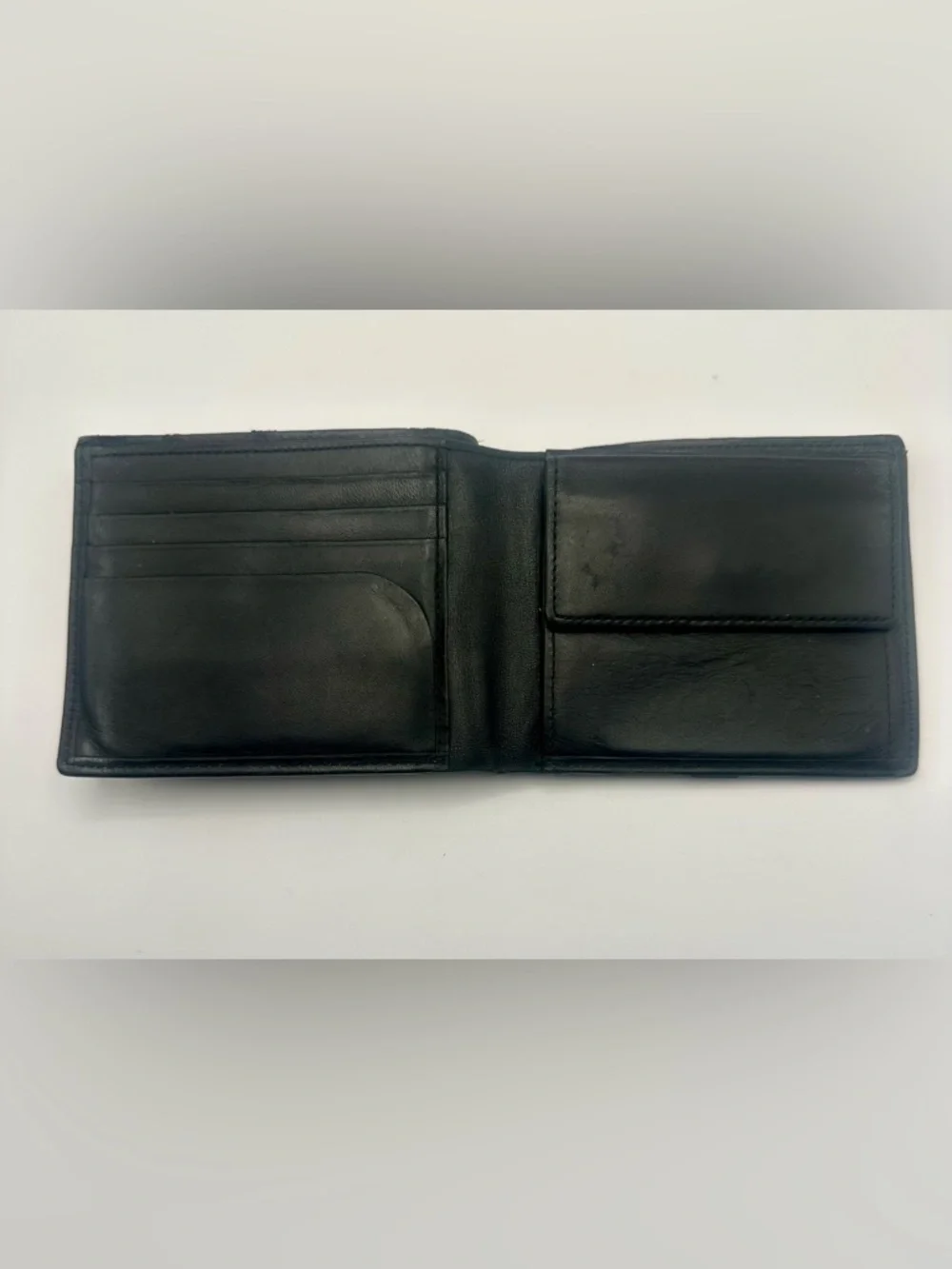 Burberry Black Leather Wallet Bifold Plaid Check Folding Card Coin Black Label